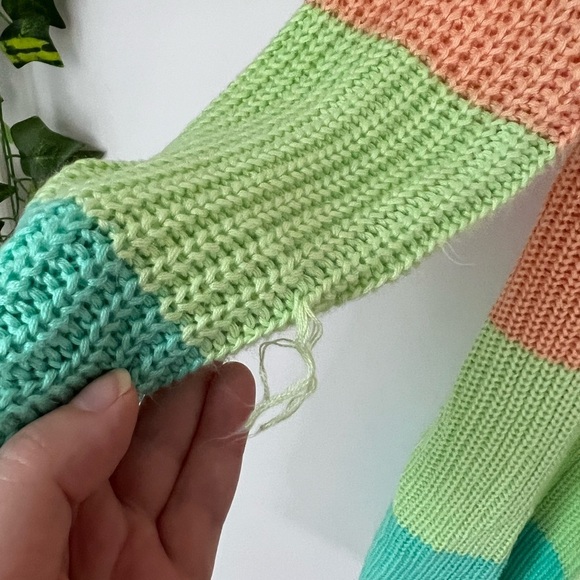 Pastel Rainbow Striped Cardigan Sherbet Cute Long - Picture 3 of 5